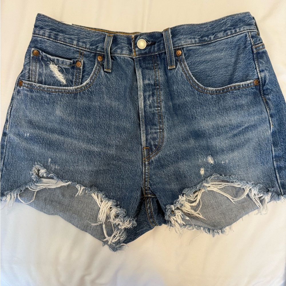 Levi's Distressed Cutoff Denim Shorts - Blue